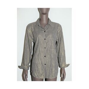 Cherokee Black‎ White Gingham Cotton Button-Down Collared Shirt Preppy VTG